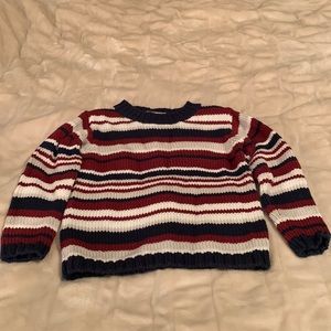 Covington stripe sweater size 4T Navy burgundy, cream and, white